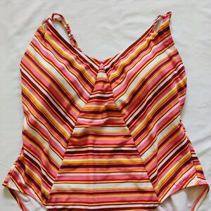 No Boundaries Cheeky One Piece Swimsuit Multi Stripe Print Size 3X (23-25)